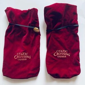 Set of Celtic Crossing Liqueur Red Felt Black Trim Bags One Charm 11”T